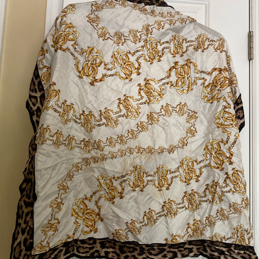 Roberto Cavalli Silk Iconic Logo Scarf Neverused